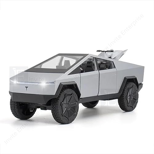 Image of Alloy Car Model Diecasts Metal Toy with Sound /Light /Pull-Back Off-Road Vehicles Car Model Collection Kids Toys Gift Multicolor Pack of 1 (Cybertruck-Sliver)