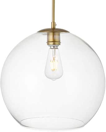 Living District Indoor Modern Home Decorative Bright Ceiling Baxter 1 Light Brass Pendant with Clear Glass