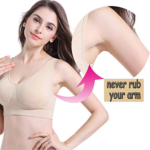 Prettywell Sleep Bra For Women, Comfort Seamless Wireless Stretchy Sports Bra, 3 Pack Yoga Bra, With Removable Pads Wa38, Black, White, Nude Xl #TOP5