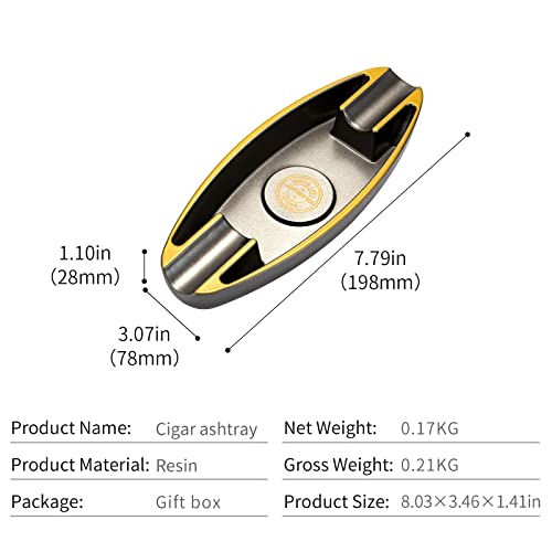 CIGARLOONG Aschenbecher Portable Reise 2 Slot für Haushalt Desktop Patios Innen Outdoor Büro Dekoration Zigarren Aschenbecher (Schwarz)
