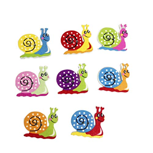 EXCEART 50 Pcs Wooden Snail Buttons Snails Painted 2 Hole Scrapbooking Sewing Wood Buttons Cartoon Animal Buttons Colorful Snail DIY Snaps Wooden Snaps Buttons for Kniting Craft (Assorted Color)
