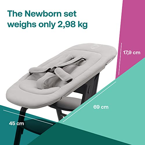 Bugaboo Giraffe Newborn Set Padded Baby Seat Insert with 5-Point Harness, Infant Lounger Attachment for Giraffe High Chair and Rocker Frame, Ergonomic Design, Polar White