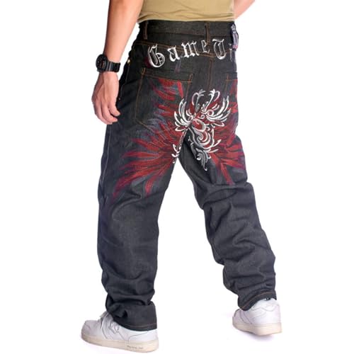 Men's Casual Baggy Jean Retro Classic Loose Fit Hip Hop Pants Vintage 90S Skateboard Dance Trousers4
