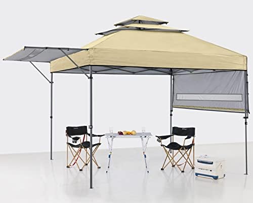 ABCCANOPY Pop up Gazebo Canopy 3-Tier Instant Canopy with Adjustable Dual Half Awnings, Beige