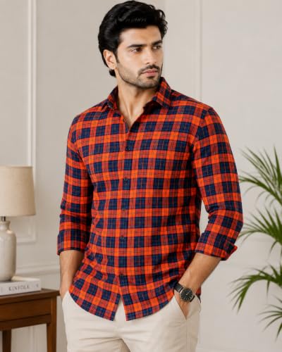 Image of Cotswool Checks Unstitched Shirt Fabric 2.25 Meter, 44 Inch
