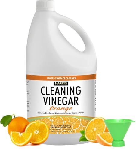 Harris Multi-Purpose White Vinegar Household Surface Cleaner, Orange Scent, 128oz, Easy Pour Funnel Included