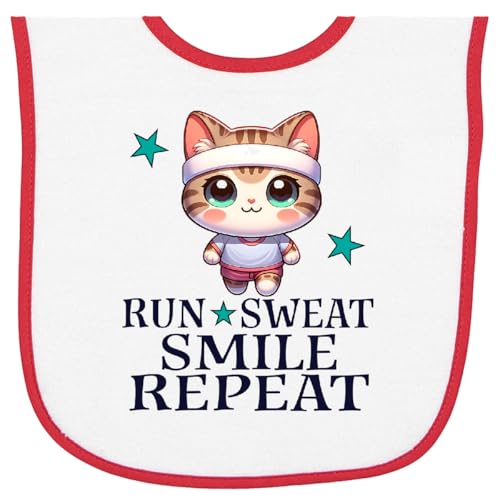 inktastic Funny Run Sweat Smile Repeat Baby Terry Cloth Bib