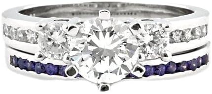 Lakoda AT: 1.58ct IOF CZ and Simulated Amethyst 2 pc Wedding Ring Set Silver, 3069-3150A