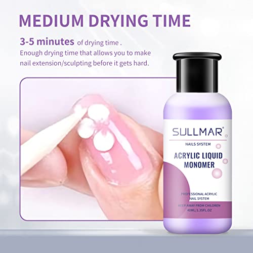 Sullmar Acrylic Monomer Liquid Monomer Acrylic Nail Liquid Acrylic Liquid Liquid Monomer For Acrylic Nails Nail Monomer Liquid Monomer (40Ml/1.35Fl.oz) #TOP4