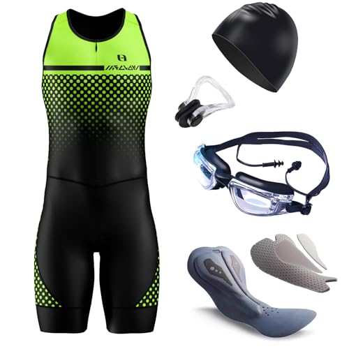 Image of Men's MTB Triathlon Tri Suit Padded Sleeveless Suit Quick-Drying Cycling Skinsuit,Competition professional Padded,Triathlon Wetsuit,Men's Elite Trisuit Cycling Skinsuit (TYP-2,5XL)