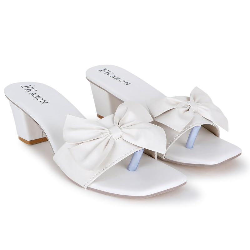 Image of Women's Stylish Block Heel Sandals with Bow Design - FK 516 BLUE HEEL A1 P