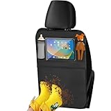 QIZUN 1 Stück Rückenlehnenschutz Auto Kinder für Hyundai Ioniq AE 2016-2022, Wasserdicht Kicks Schutz Matte Autositz Organizer Sitzschutz Rückenlehne,Black