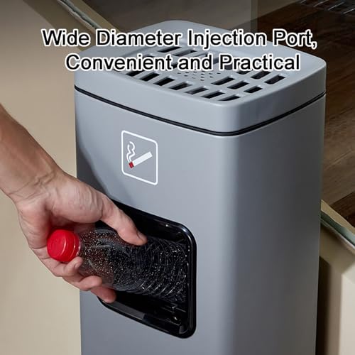 Cubo de basura con cenicero vertical metálico para pasillos comunitarios 7