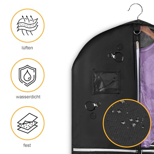 Premium Kleidersack mit 4 Taschen 110x60 CM Faltbare Anzugtasche für Reise & Gardetanz,Anzugsack für Herrenanzüge & Kinderkostüme. Atmungsaktive Tanzen Kinder-Kleiderhülle mit Tragegriff & Schnallen.