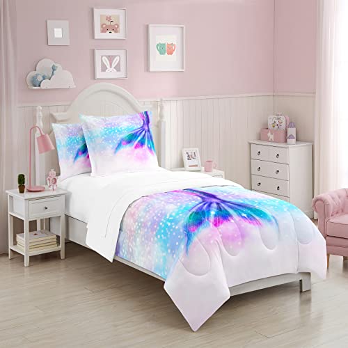 Sw Setwier Kids Duvet Queen Size Mermaid Quilt Cover Fish Scales Bedding Set Rainbow For Girls Children Teens Decorative Soft Microfiber Comforter With 2 Pillowcase 3Pcs #TOP1