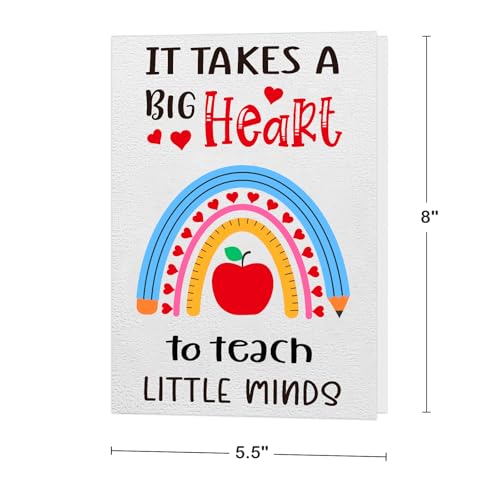 WaaHome Teacher Appreciation Gift Card for Women Men - Graduation, End of The Year, Birthday Gift Card for Daycare Elementary Teachers from Students, It Takes A Big Heart to Shape Little Minds — view 6