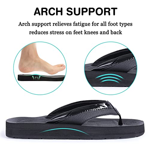 Equick Women's Flip Flops Arch Support Yago Mat Insole Sandal Casual Slipper Outdoor And Indoor-U222Pjrzt620.Et-Black-37 #TOP2