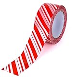 Whaline 109 Yard Christmas Candy Packing Tape Xmas Red and White Striped Pattern Tape Waterproof Shipping Tape for Small Business DIY Crafts Carton Decor