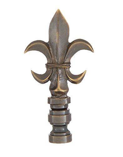 Image of B&P Lamp Fleur De Lis Design, Cast Metal Finial, Antique Brass Finish