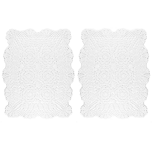 Image of kilofly Handmade Crochet Cotton Lace Table Placemats Doilies Value Pack [Set of 2], White