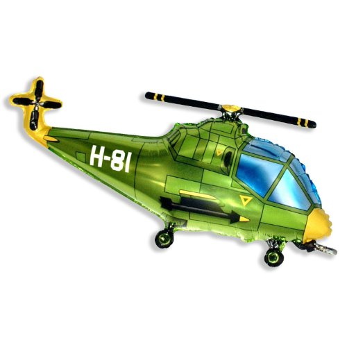 3 x 37 Inch Green Helicopter Shaped Foil Balloons