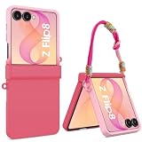 DOMAVER Cover per Samsung Galaxy Z Flip 8, protezione completa di cerniera, antiurto con cordino da mano, design elegante opaco per donna e ragazza, rosa