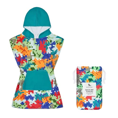 Dock & Bay Poncho mit Kapuze - Für Kinder - Super saugfähig, schnell trockend - Inklusive Tasche - Kids - Camo Cubes, Small (Age 3 to 5) – Ansicht 1