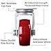 Finnhomy 3 Inch Swivel Casters Wheels Set of 4 Heavy Duty Plate Casters Premium Polyurethane Wheels PU Load Bearing 2,200 Lbs Anti-wear Smooth Casters Red (Free Screws)