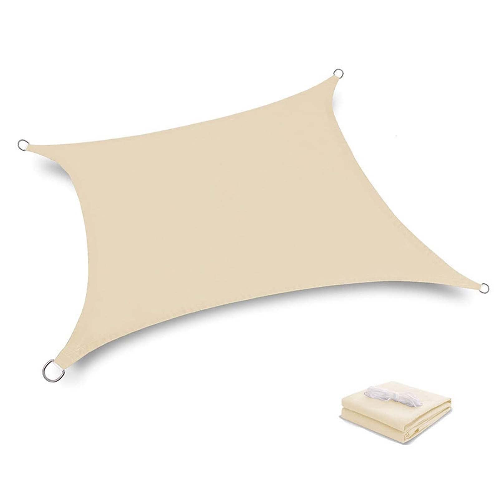 Vela Parasole, Baldacchino per Tendalino Parasole Rettangolo Triangolare, Vela Parasole Impermeabile, Blocco UV 95% con Corda Libera, per Esterni, Giardino, Patio, Cortile, Festa(Beige,2x5 Quad)