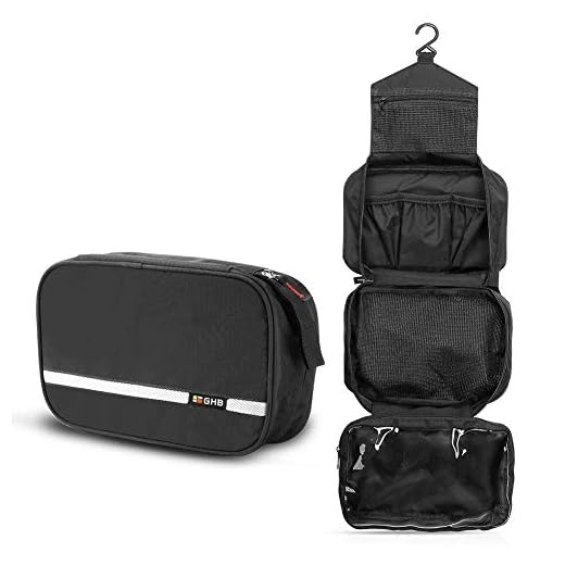 GHB Bolsas de Aseo Cosméticos Neceser de Viaje Impermeable y Plegable Multifuncional para Viaje Negro …