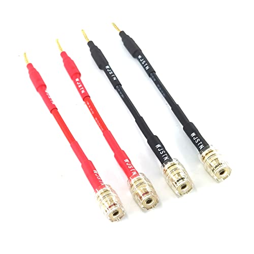 Wjstn Flex Pin Banana Plugs To 4Mm Female Banana Jack/Braided Wire Speaker Banana Plugs Adapter Cable For Spring-Loaded Speaker Banana Jack Terminals （3In/4-Pack #TOP1