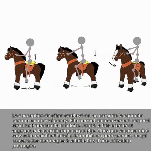 PonyCycle Officiel Classique U Série Montez sur Un Cheval Jouet Peluche Animaux Promenant Marron Cheval Âge 3-5 Ans Petite Taille U324 – vue 8
