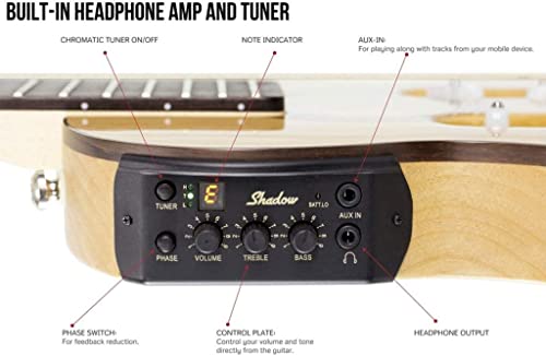 Traveler Escape Classical Solid-Body Acoustic-Electric Guitar (Cedar Top) (Esc Cdg)+ Sr360 Dynamic Stereo Headphones, Traditional Celluloid Guitar Picks, Cables & Fibertique Microfiber Cleaning Cloth #TOP4