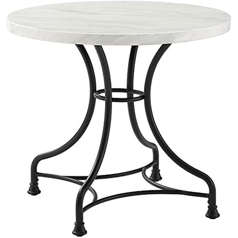 Mesa de Comedor Crosley Furniture CF2007-MB Madeleine Redonda de 32" con Parte Superior de Mármol Sintético Cover