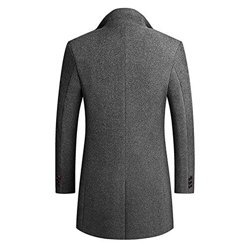 Image of Lu's Chic Men's Single Breasted Trench Coat Button Down Overcoat Warm Dress Pea Coats