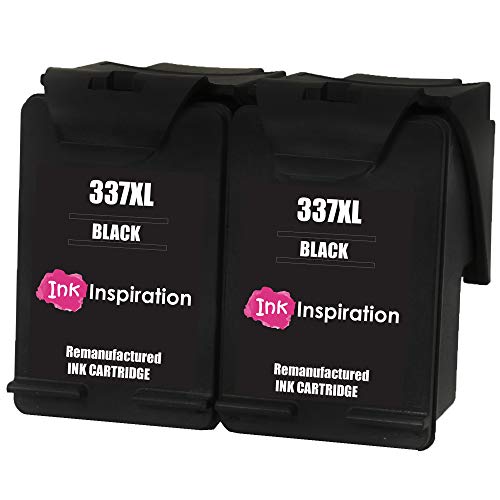 Noir INK INSPIRATION® 2 Cartouches d'encre Remanufacturées pour HP 337 Photosmart 2500 2570 2573 2575 C4140 C4150 C4180 C4190 D5160 8049 Officejet 6300 6310 6315 Deskjet D4160 5940 Cover