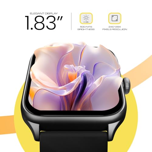 Image of CELLECOR E1 Flex 1.83 inch (46.48mm) HD Display Smart Watch, 500 Nits, 60Hz Refresh Rate, Bluetooth Calling, AI generated Watch Faces, 100+ Sports Modes, Health Suite, Voice Assistance (Black)