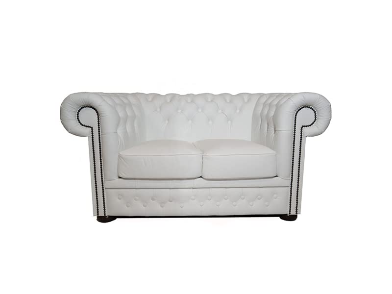 Chesterfield Sofa First Class Leather | 2-seater | 2 to 4 weeks delivery time (White)