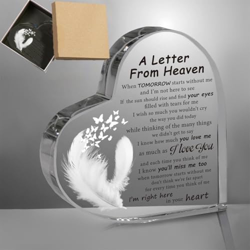 ORIGACH A Letter from Heaven Heart Sympathy Memorial Bereavement Gifts Acrylic Condolence Remembrance Gift for Loss of Loved One Table Decoration