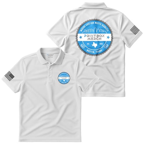 Custom Golf Polo Shirt for Men, Customized Polo Shirts, Short Sleeve Collared Mens Apparel White4