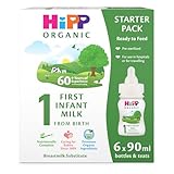 HiPP Organic 1 First Infant Baby Milk Ready to Feed Liquid Formula Starter Pack, From Birth (6 x 90ml bottles)