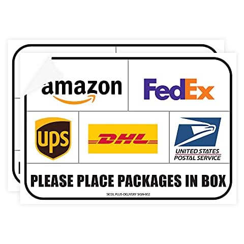 Sicol Plus Package Delivery Signs (02 pack) Package Delivery Stickers size 10 x 7 Inches Over Lamination Delivery Signs for Packages Cover