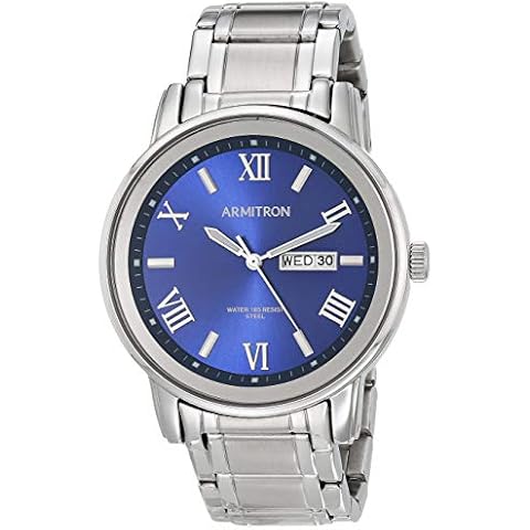 Armitron Men's 20/4935BLSV Day/Date Function Silver-Tone Bracelet Watch Cover