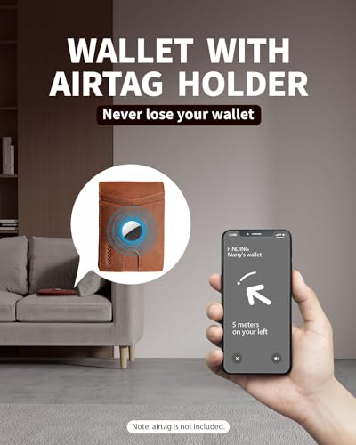 doeboe Mens Wallet - AirTag Compatible Bifold Wallet for Men, Slim Leather RFID Blocking 8-Card Holder (ID Window + Cash Pocket), Minimalist Front Pocket Gift Wallet [No AirTag Included]2