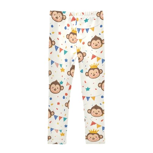 Vdsrup Girls Leggings Monkey Flags Colorful Kids Length Leggings Pants Athletic Yoga Pants Cartoon Toddler Tights Trousers 4T2
