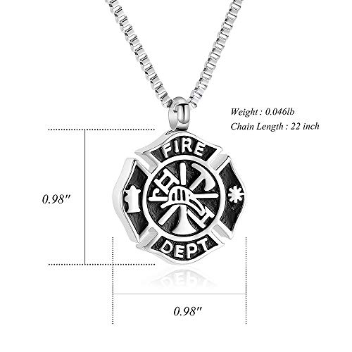 XSMZB Cremation Jewelry for Ashes Firefighter Pendant Locket Stainless Steel Keepsake Fire Dept Urn Necklace Memorial Ash Jewelry2