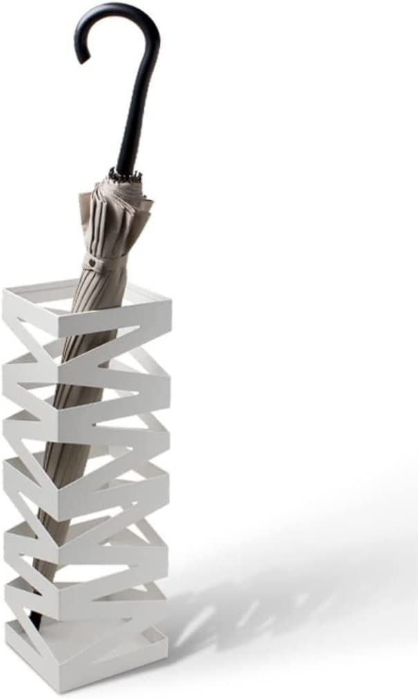 Porte-parapluie autoportant en métal blanc au design évidé raffiné