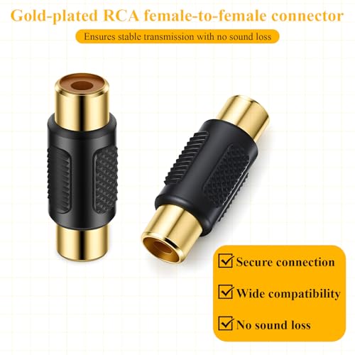 3 PCE Gold Plated RCA Female to Female Coupler miniatura 4