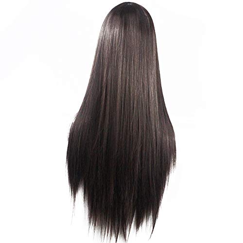 guohanfsh Peruca longa de cabelo humano liso feminino cor lisa acessório para cosplay, fibra de alta