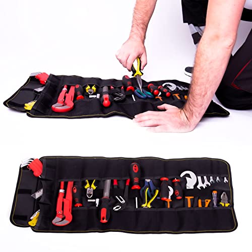 Teutonic Roll Organizer Bag Worthy Of Your Edc - Be Organized With 2X Pack Rolling Tool Bag - Water Resistant Durable Tool Pouch With 25 Pockets Combination - All In One Roll Up Set - Wrench Organizer #TOP3